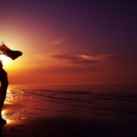 Miracles Happen. Girl in front of the sunset . taken in Latvia Jurmala