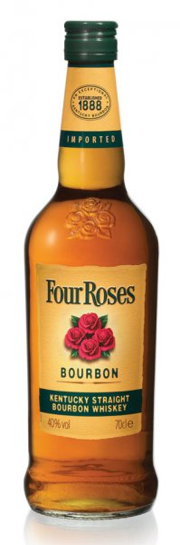 Виски "Four Roses Вourbon" - выдерживаемое в дубовых бочках не менее 6 лет, производят в городе Луисвилл в штате Кентукки. Это настоящее "straight whiskey". Особенность этого бурбона -использование большого количества ржи.