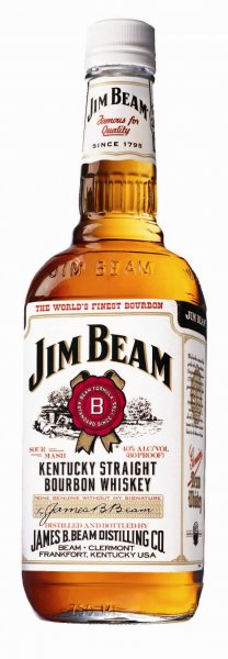 Виски "Jim Beam Вourbon". Напиток с белой этикеткой - выдержки 4 года, а с черной -101 месяц.