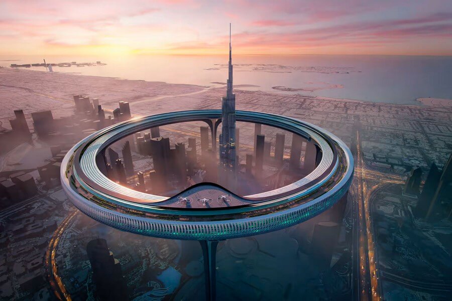 Фото: Огромное круглое здание окольцовывает самый высокий небоскреб в мире